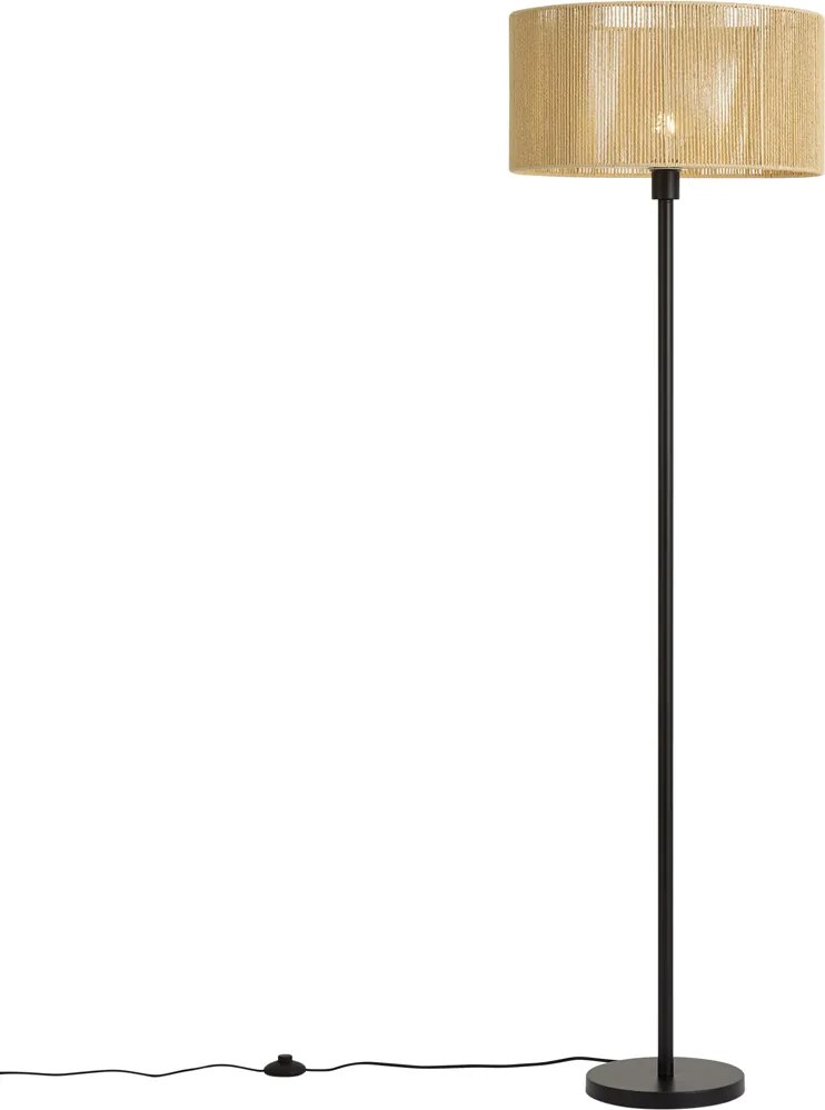 Lampada da terra nera con paralume in corda di carta beige 50/50/25 - Simplo