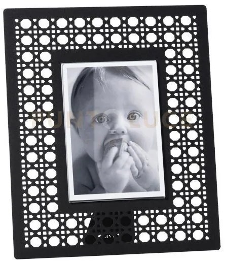 Portafoto di design vienna grande nero in ferro e polimetilmetacril...