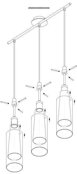 EGLO 90305 - Lampadario sospeso PINTO NERO 3xE27/60W vetro fumé