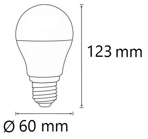 Lampada LED E27 15W, A60, 105lm/W Colore  Bianco Caldo 2.700K