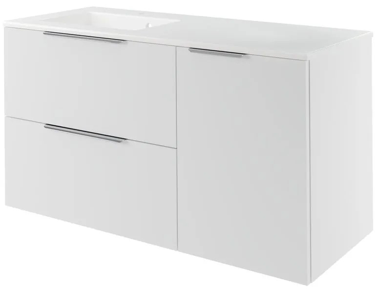 Mobile da bagno sotto lavabo Neo bianco laccato L 120 x H 64 x P 48 cm 2 cassetti 1 anta, lavabo non incluso