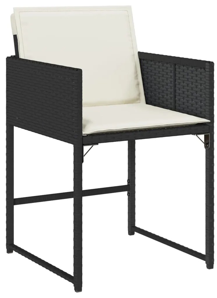 Set da pranzo da giardino 13pz con cuscini nero in polyrattan