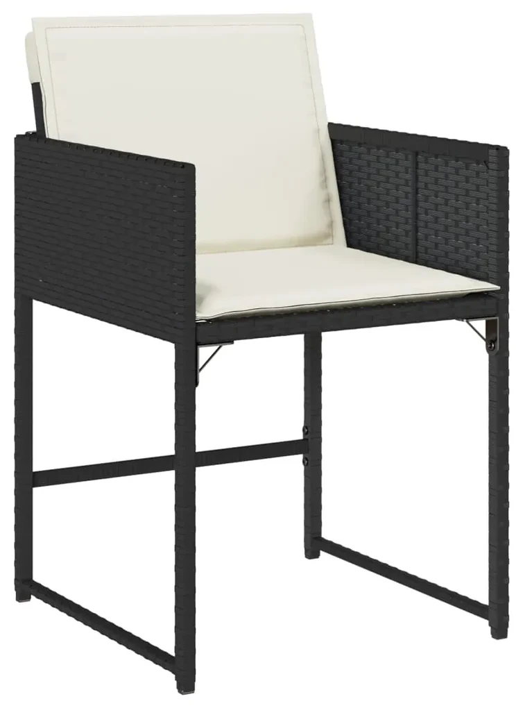 Set da pranzo da giardino 13pz con cuscini nero in polyrattan