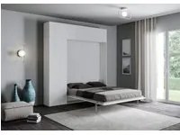 Letto a scomparsa 140 Kentaro colonna pensile vasistas pensile sopra colonna L.214 P.39 H.250 Colore: Bianco Frassinato