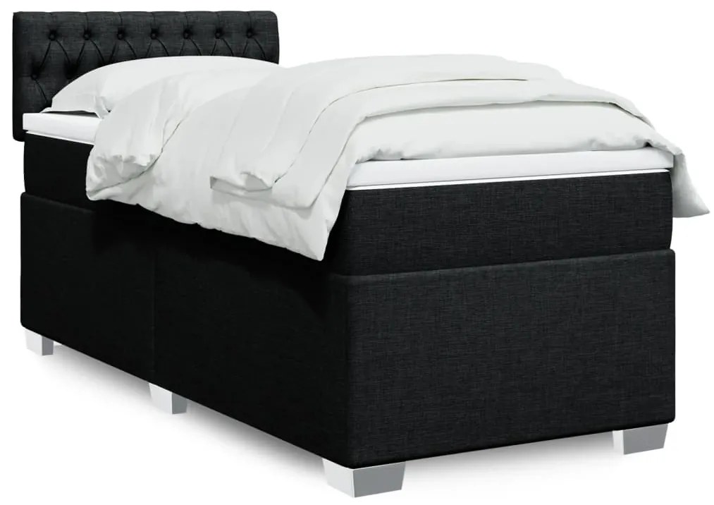 Giroletto A Molle Con Materasso Nero 100x200 Cm İn Tessuto /
