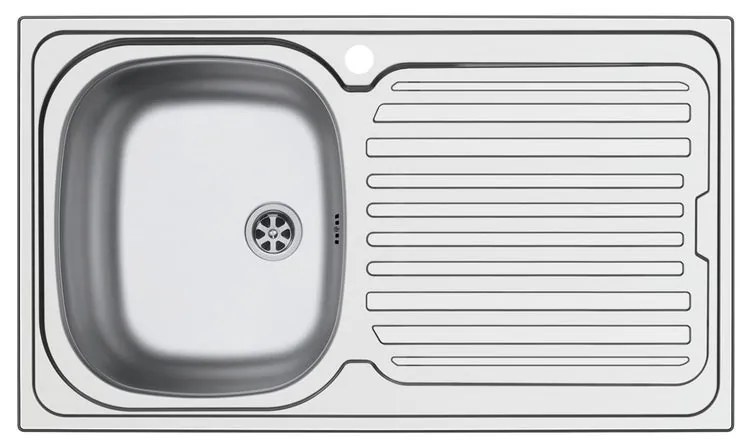 Lavello integrato 1 vasca con gocciolatoio a destra DELINIA Aurora inox L 50 x L 86 cm argento