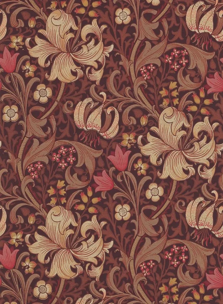 Morris & Co Carta da parati Golden Lily - Fig/ Burnt Orange