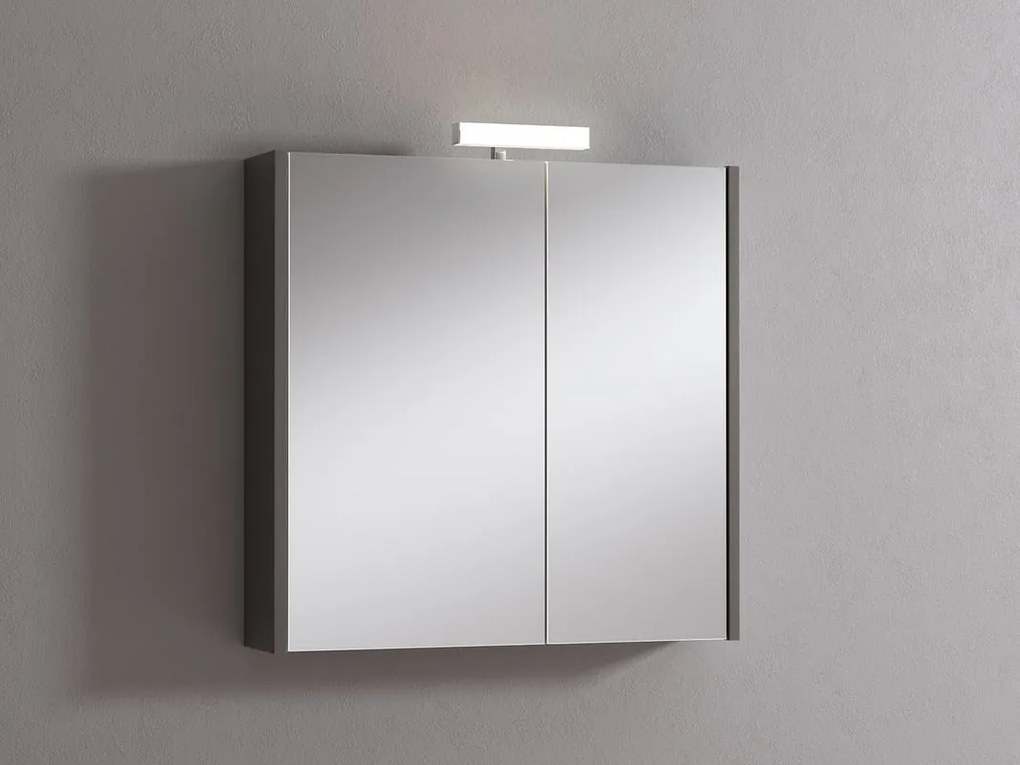 Pensile con luce Akira laccato lucido grigio L 71.5 x H 70 x P 15.5 cm
