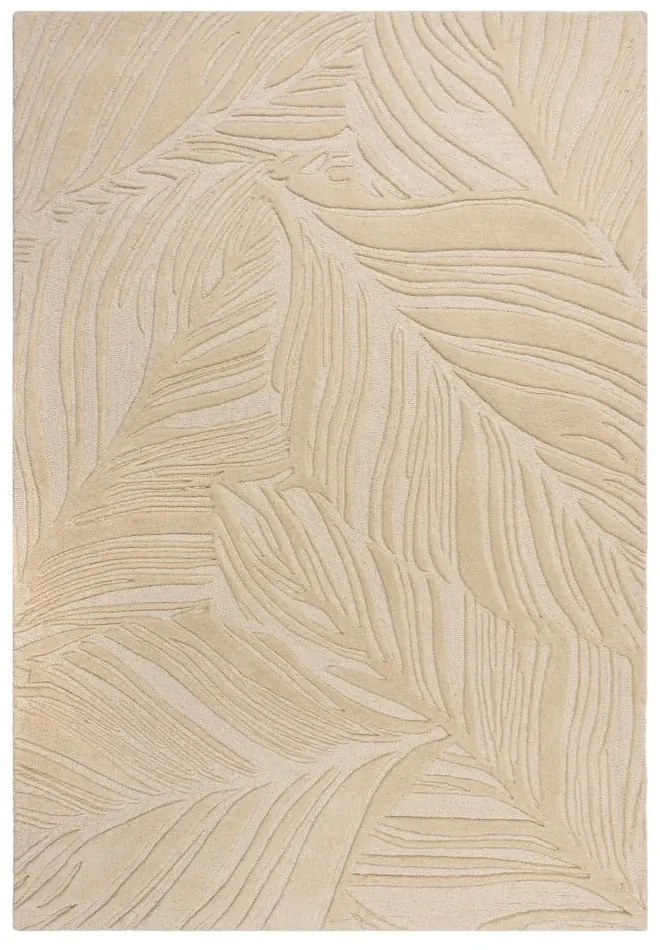 Tappeto in lana beige 200x290 cm Lino Leaf - Flair Rugs