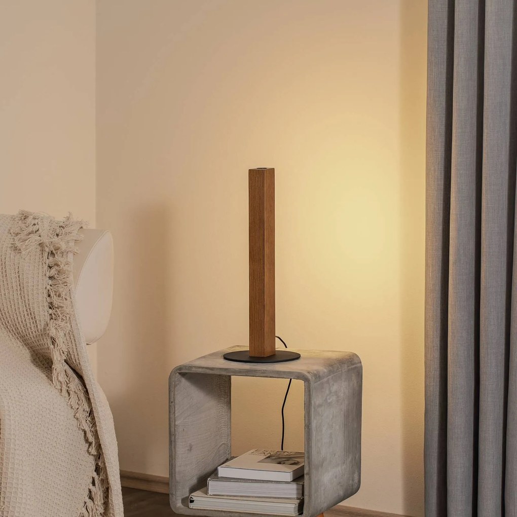 TK Lighting Lampada da tavolo in legno LED Teo, pino, 42 cm, dimmer touch