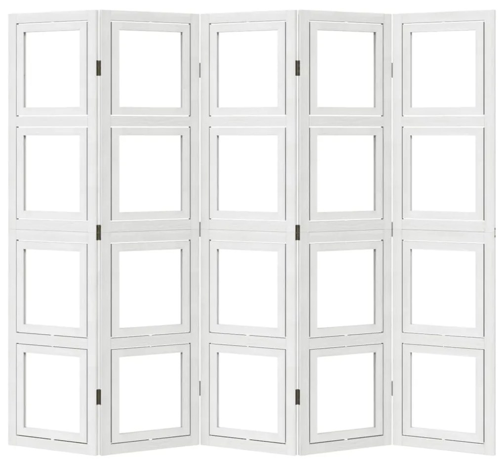 Divisorio ambienti 5pannelli bianco legno massello di paulownia