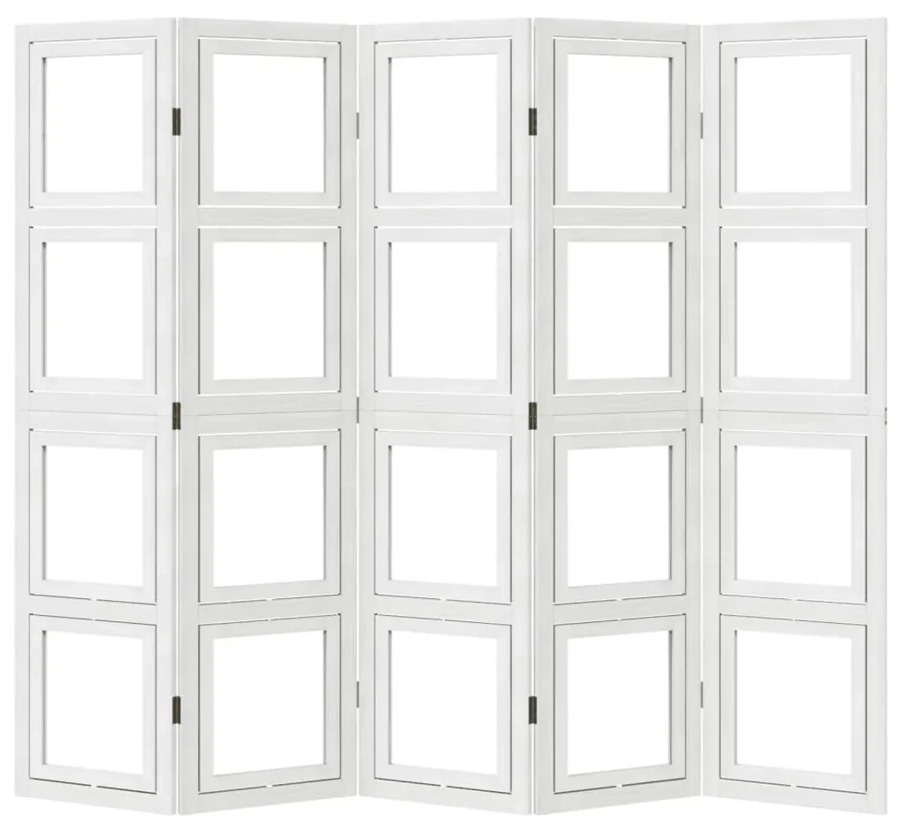 Divisorio ambienti 5pannelli bianco legno massello di paulownia