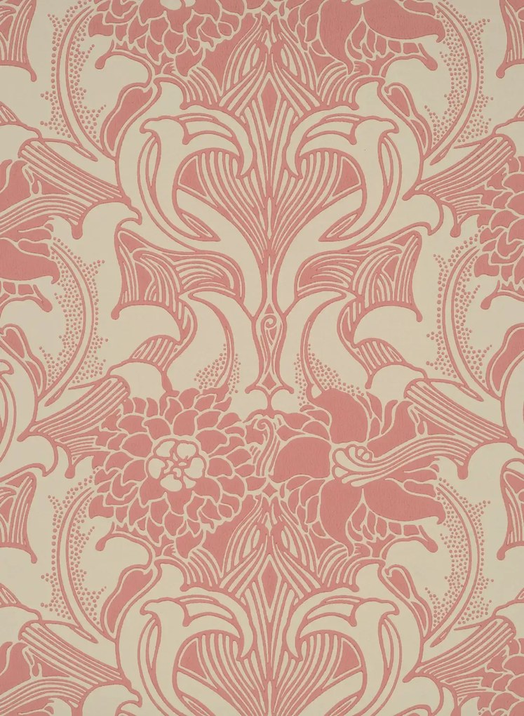 Little Greene Tapete Dahlia Scroll - Carmine