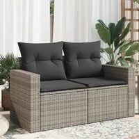 Divano da Giardino con Cuscini 2 Posti Grigio in Polyrattan 366122