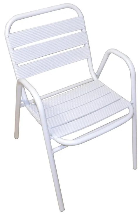 Sedia da giardino senza cuscino Calipso CC64B con braccioli in alluminio con seduta in alluminio bianco