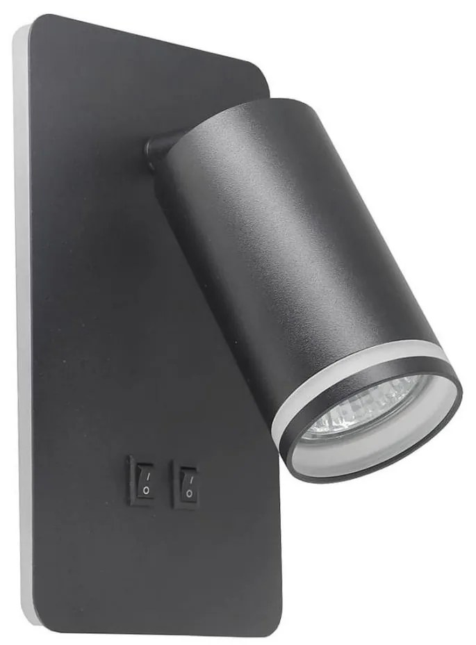 Luce Spot da parete a LED PARIGI 1xGU10/10W/230V + LED/6W/230V nero
