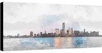 Stampa su tela New York skyline effett dipinto1, bianco e nero 140 x 70 cm