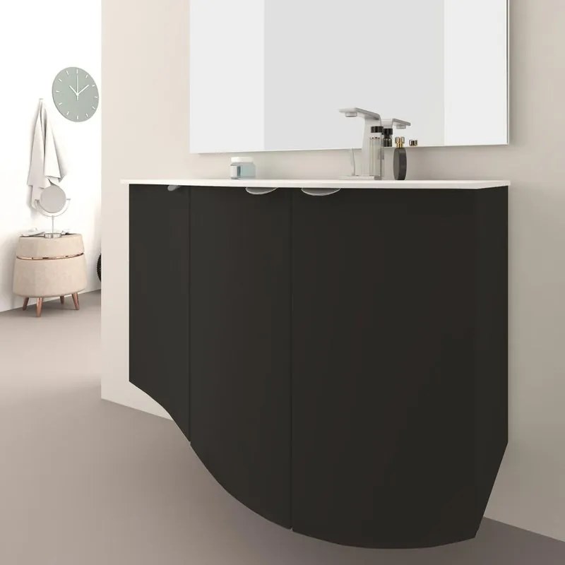 Mobile bagno sospeso con lavabo L 104 x H 70 x P 51 cm grigio grafite per vasca a destra Onda