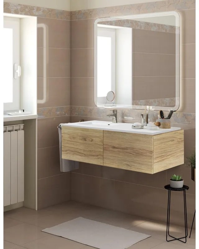 Mobile sottolavabo e lavabo Neo rovere miele L 120 x H 64 x P 48 cm