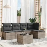 Set Divano da Giardino 6 pz con Cuscini Grigio in Polyrattancod mxl 111620