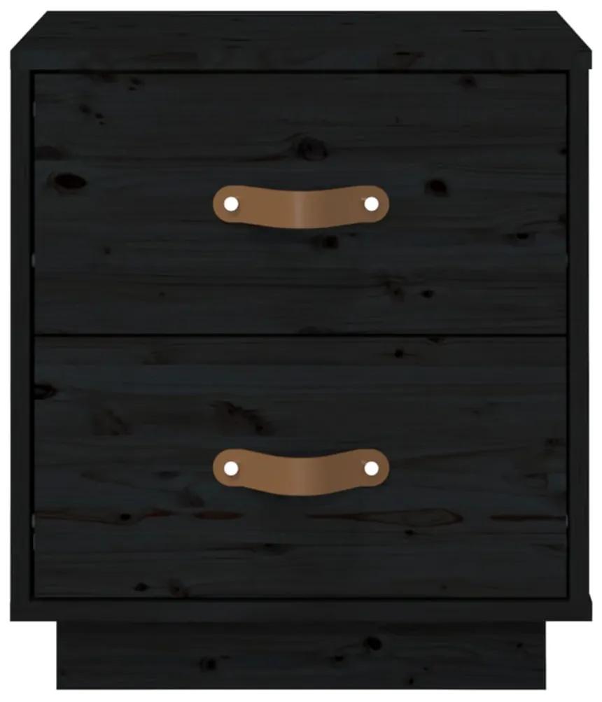 Comodino nero 40x34x45 cm in legno massello di pino