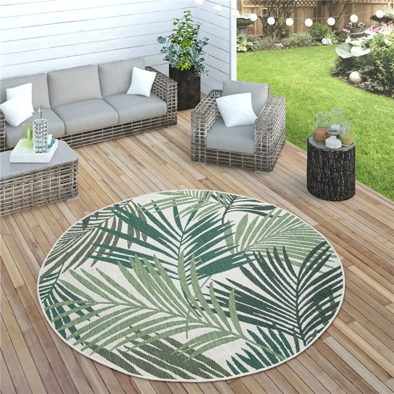 Tappeto di Design per interni ed esterni Varie Dimensioni Tropical  Colore Verde, Dimensioni cm 150 quadrato