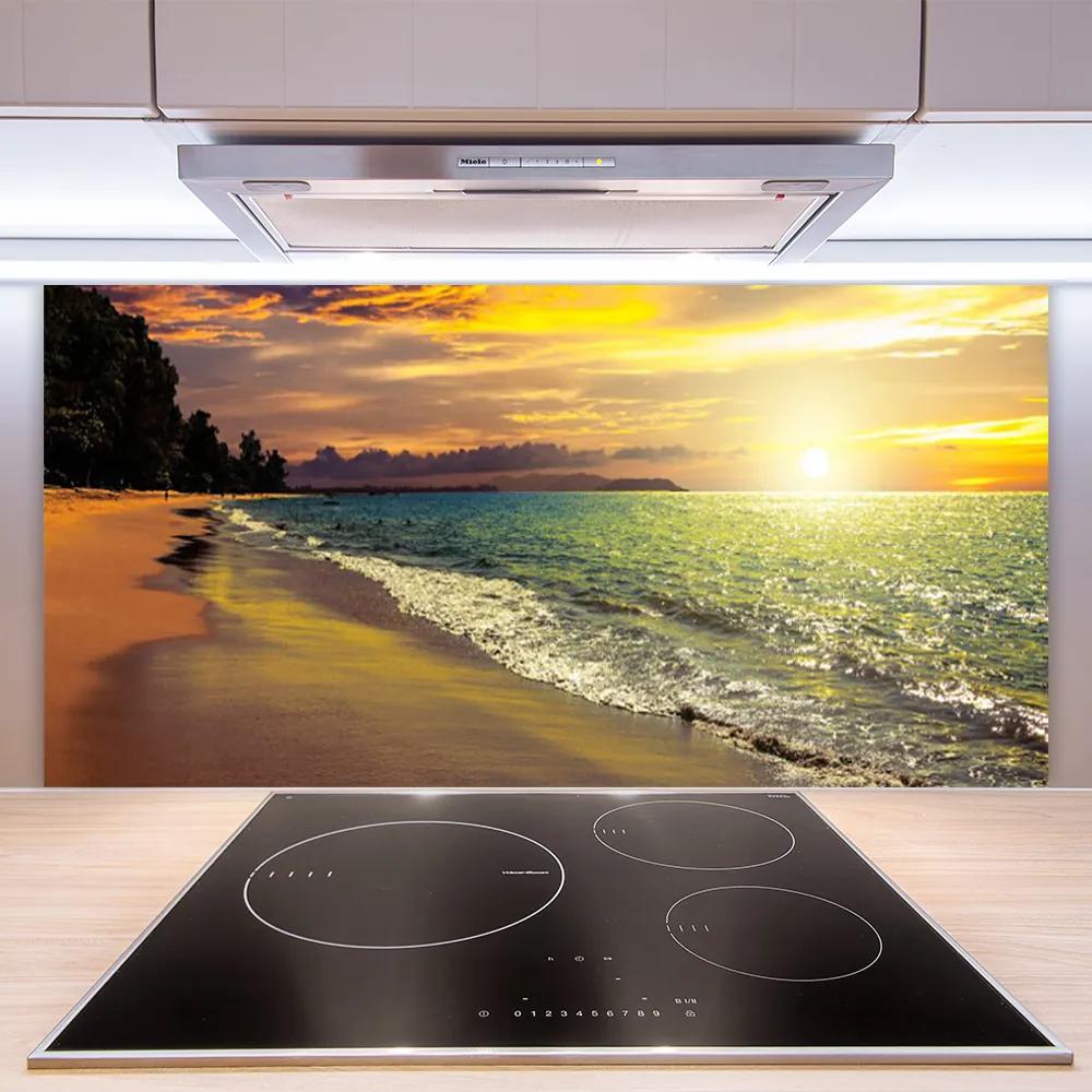 Pannello paraschizzi cucina Sole spiaggia mare paesaggio 100x50 cm