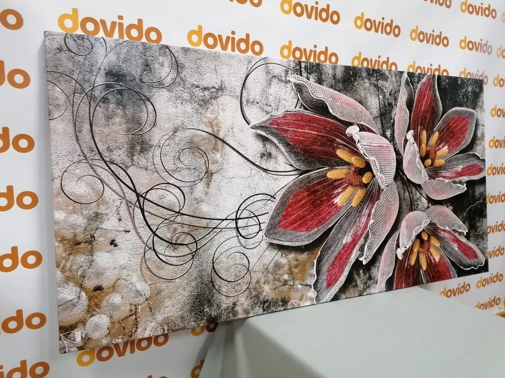 Stampa su tela – Fiori con perle