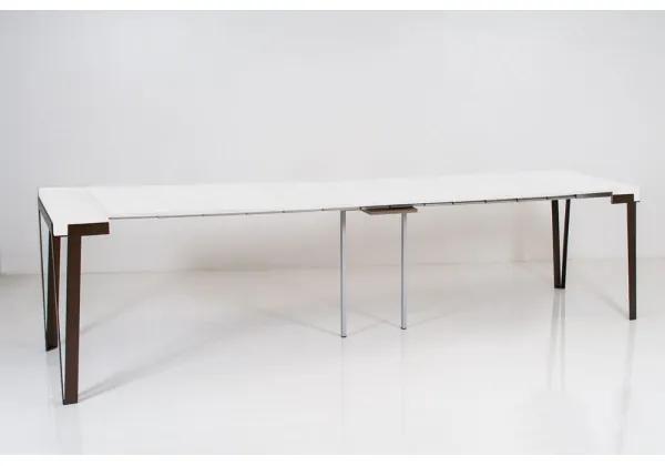 Tavolo consolle allungabile RIO piano bianco frassino telaio ruggine l90