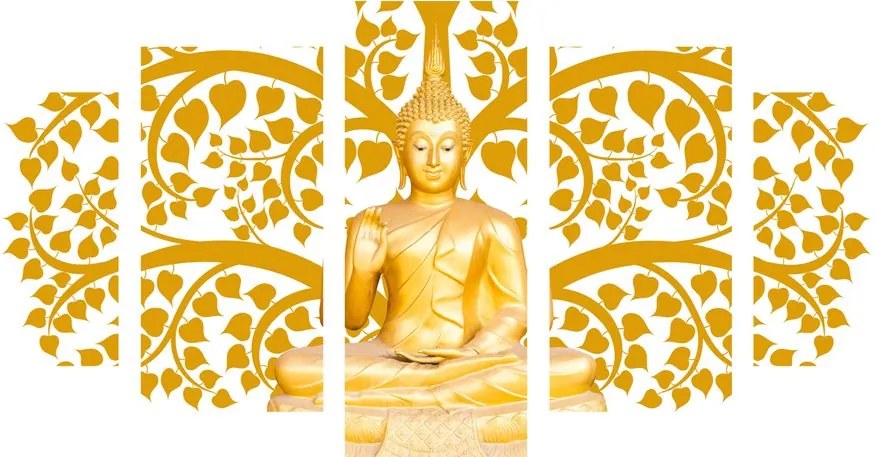 Quadri 5 pezzi – Buddha con l'albero della vita