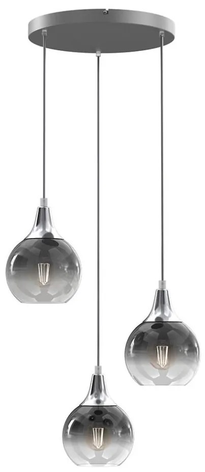 Lampadario a sospensione con filo MONTE 3xE27/60W/230V cromo opaco