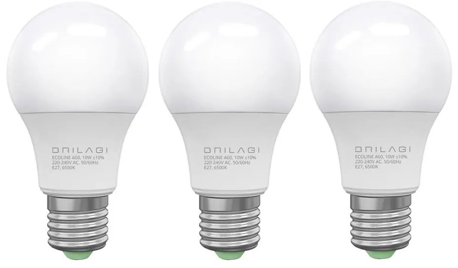 SET 3x Lampadina LED ECOLINE A60 E27/10W/230V 4000K - Brilagi