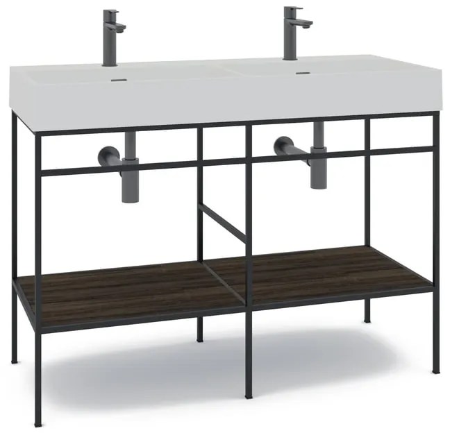 Mobile bagno con lavabo L 120 x H 89 x P 45.5 cm nero per doppia vasca Outline