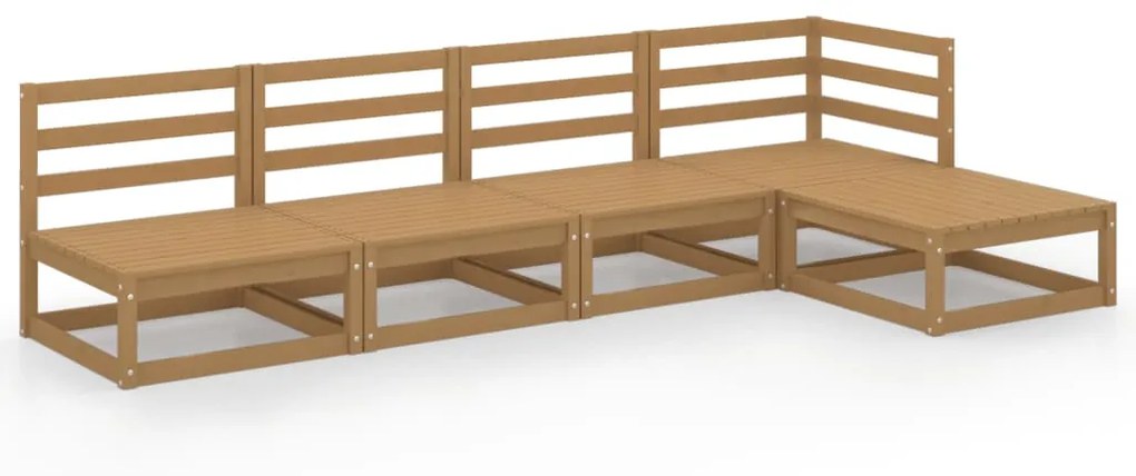 Set Divani da Giardino 5 pz Miele in Legno Massello di Pino