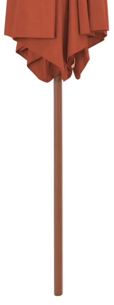 Ombrellone da Esterni con Palo in Legno 270 cm Terracotta