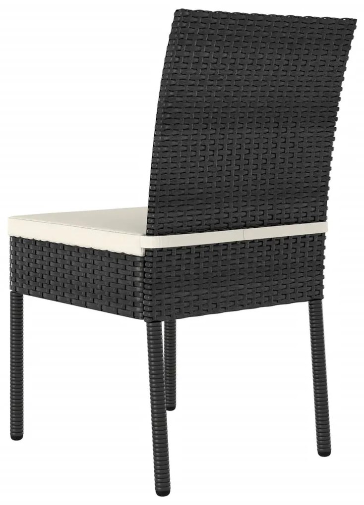 Sedie da pranzo per giardino 4 pz in polyrattan nero