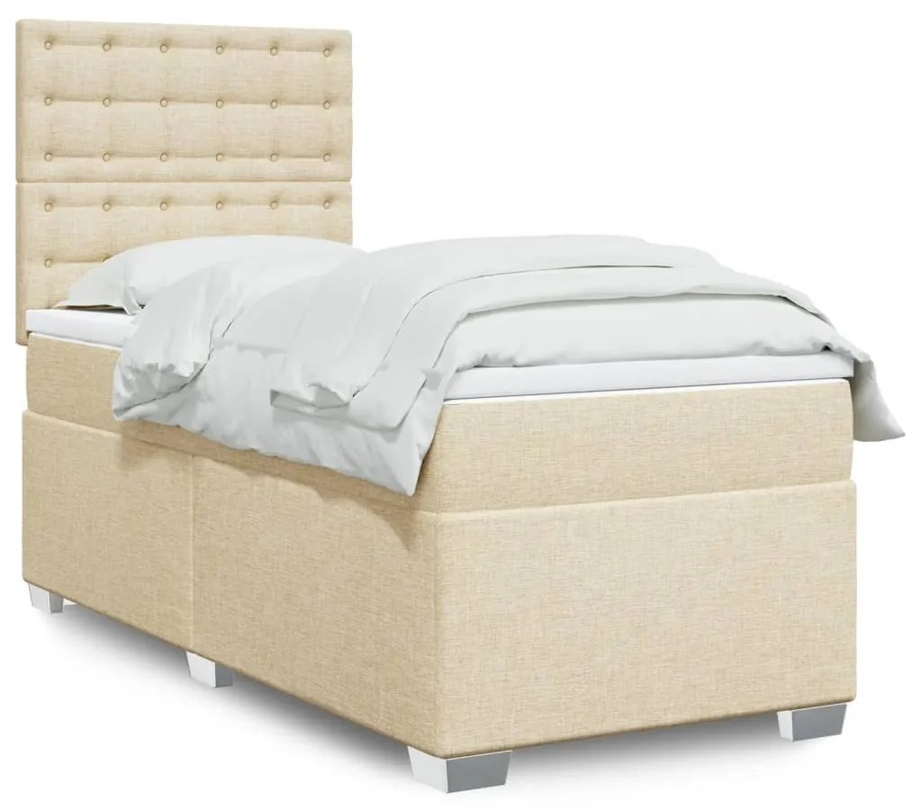 Giroletto A Molle Con Materasso Crema 90x190 Cm İn Tessuto /