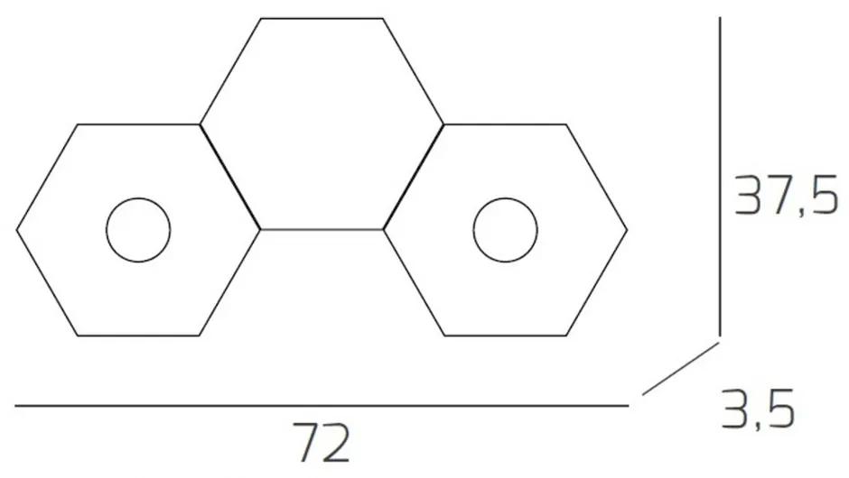 Plafoniera Moderna 3 Moduli Hexagon Metallo Grigio 2 Luci Led 12X2W