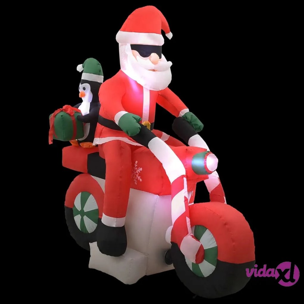 vidaXL Babbo Natale Gonfiabile sulla Moto LED IP44 160 cm