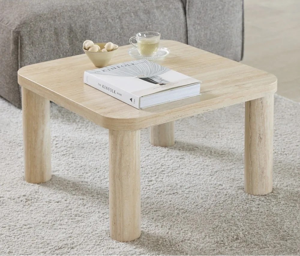 Tavolino beige effetto marmo 60x60 cm Solano - Actona