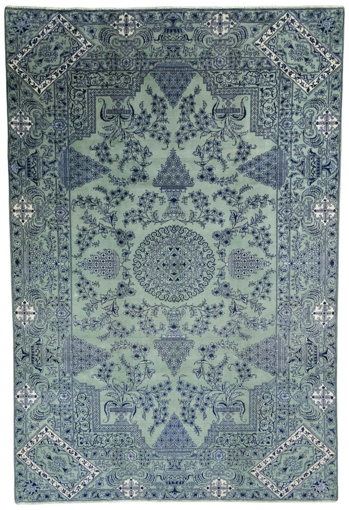 Kashan Tappeto persiano 240 x 360 Verde (Iran) Annodato A Mano