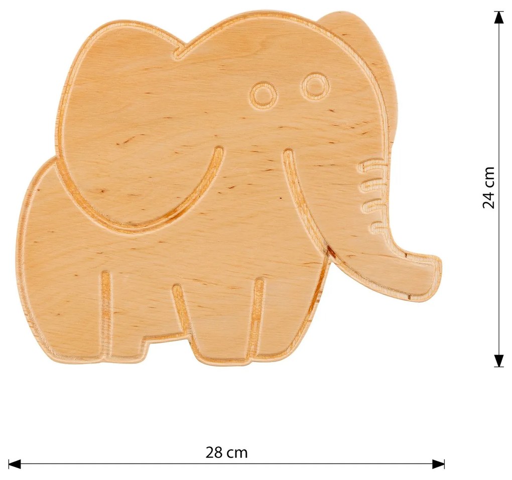 Applique Safari A Forma Di Elefante 1 Luce E14 In Compensato