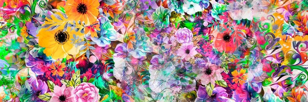Stampa su tela – Fiori in versione multicolore