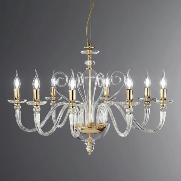Lampada a sospensione DEBUSSY in vetro lavorato a mano D84 cm Oro 8 LUCI