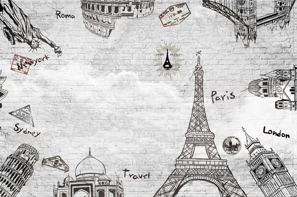 Carta da parati autoadesiva – Monumenti famosi del mondo