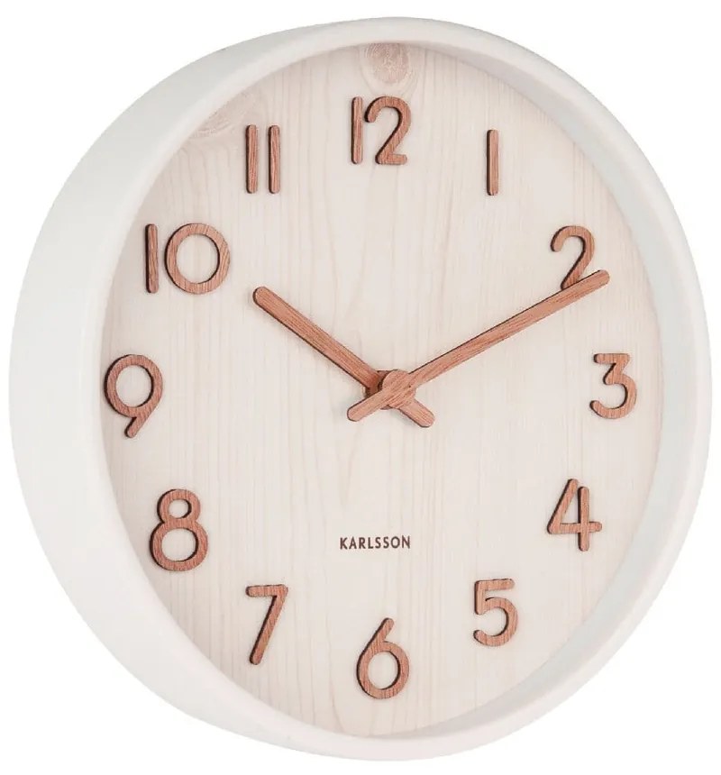 Orologio da parete bianco in legno di tiglio Piccolo, ø 22 cm Pure - Karlsson
