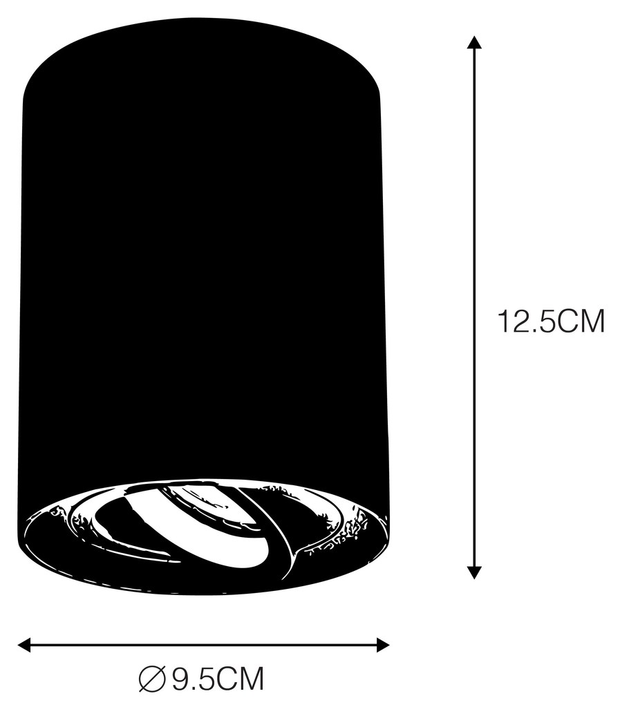 Faretto orientabile e inclinabile nero e acciaio - Rondoo Up