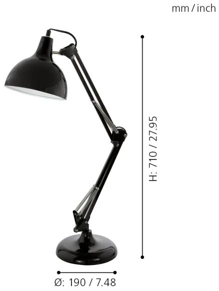 Eglo 94697 - Lampada da tavolo BORGILLIO 1xE27/40W/230V