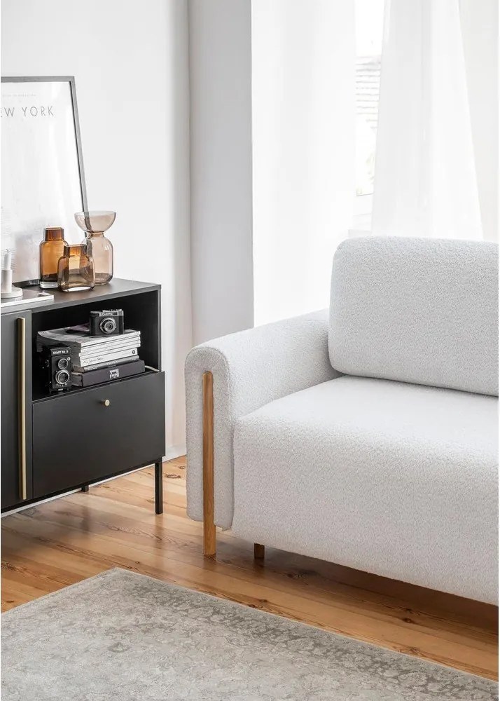 Divano grigio allungabile/con contenitore e rivestimento in bouclé 244 cm Arcadova – ELTAP