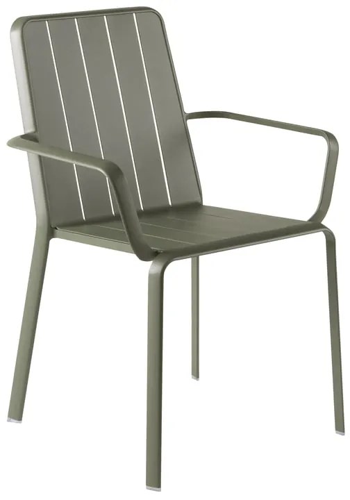Sedia da giardino con braccioli Idaho NATERIAL, struttura e seduta in alluminio verde scuro